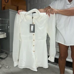 PrettyLittleThing Cream Striped Shirt
